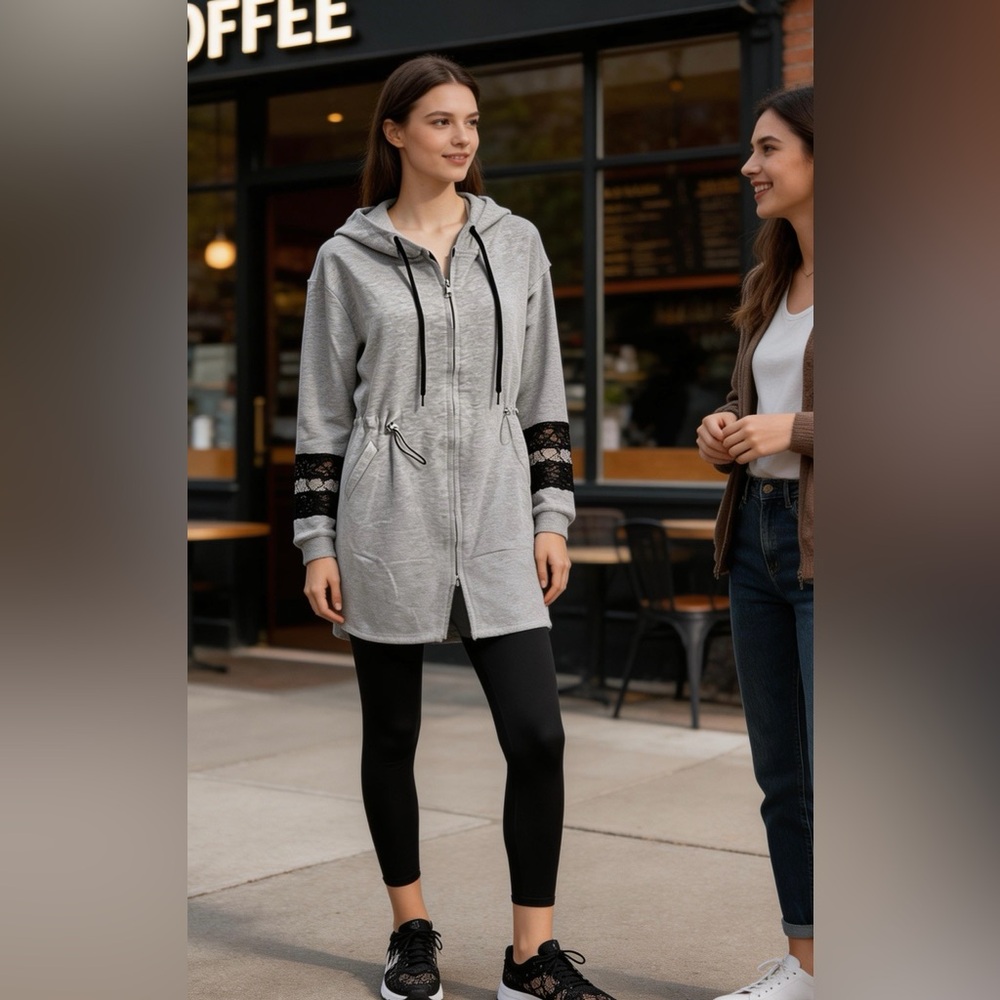 HOME STORE EUROPE IMPORTED MADE IN TURKEY HOODIE LOUNGE DRESS MED/LG NWT